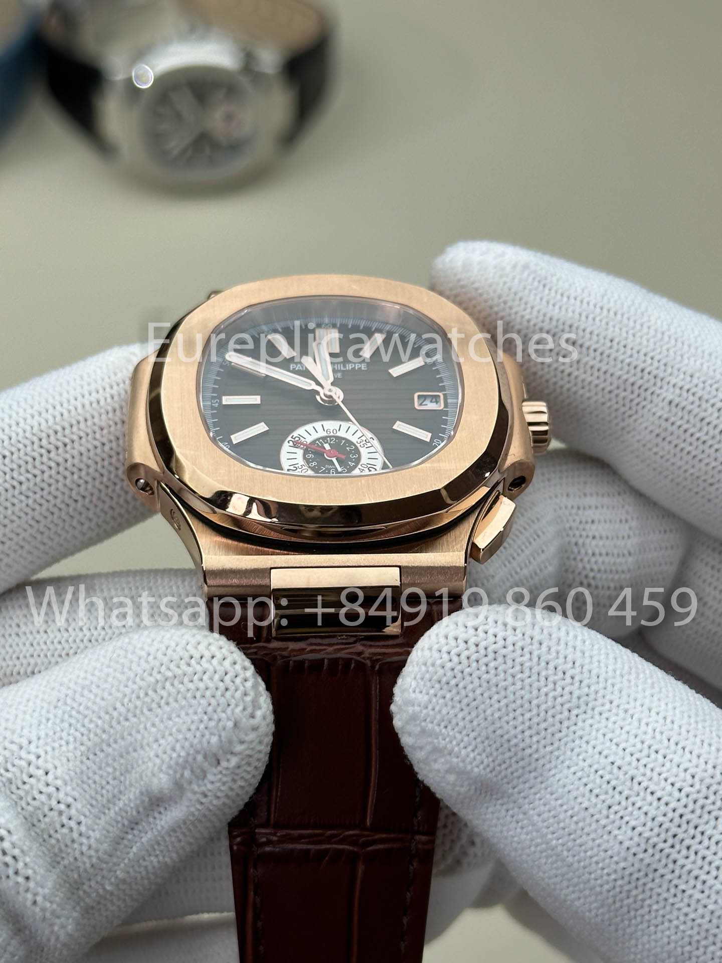 Patek Philippe Nautilus 5980R-001 versione migliore 1:1 3K Fabbrica V3 Upgraded Pelle cinturino Brown quadrante