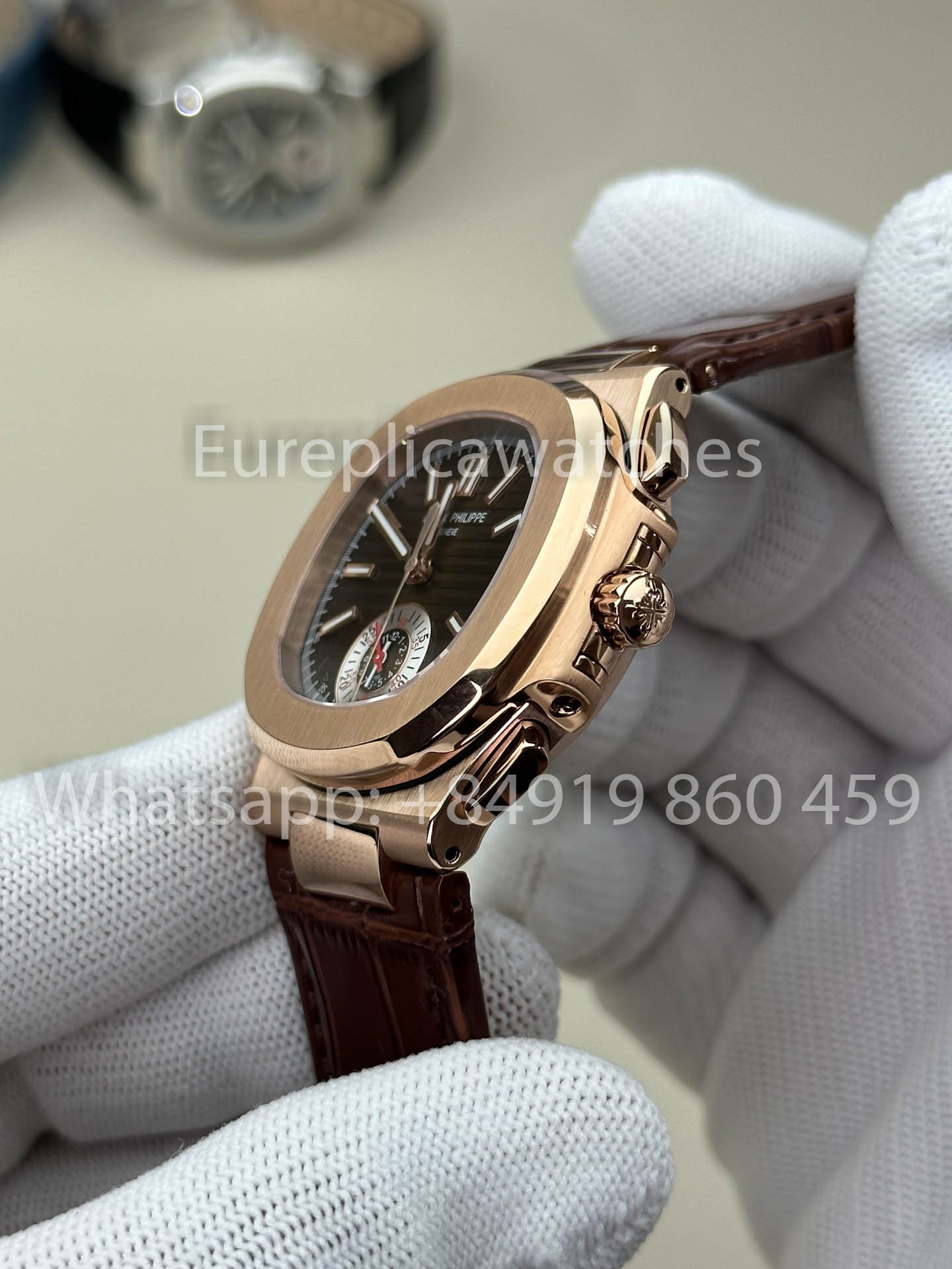 Patek Philippe Nautilus 5980R-001 versione migliore 1:1 3K Fabbrica V3 Upgraded Pelle cinturino Brown quadrante
