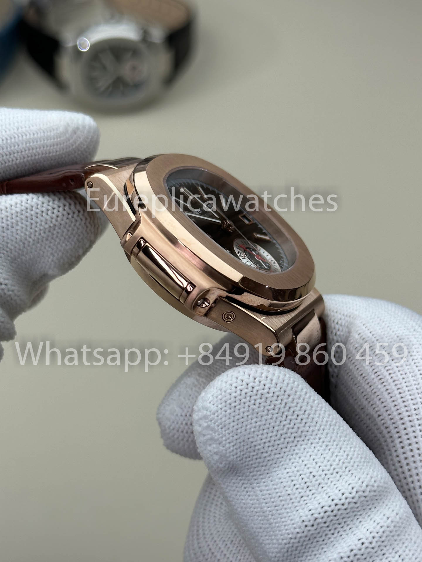 Patek Philippe Nautilus 5980R-001 versione migliore 1:1 3K Fabbrica V3 Upgraded Pelle cinturino Brown quadrante