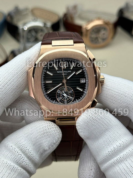 Patek Philippe Nautilus 5980-1A-001 versione migliore 1:1 3K Fabbrica V3 Upgraded Pelle cinturino