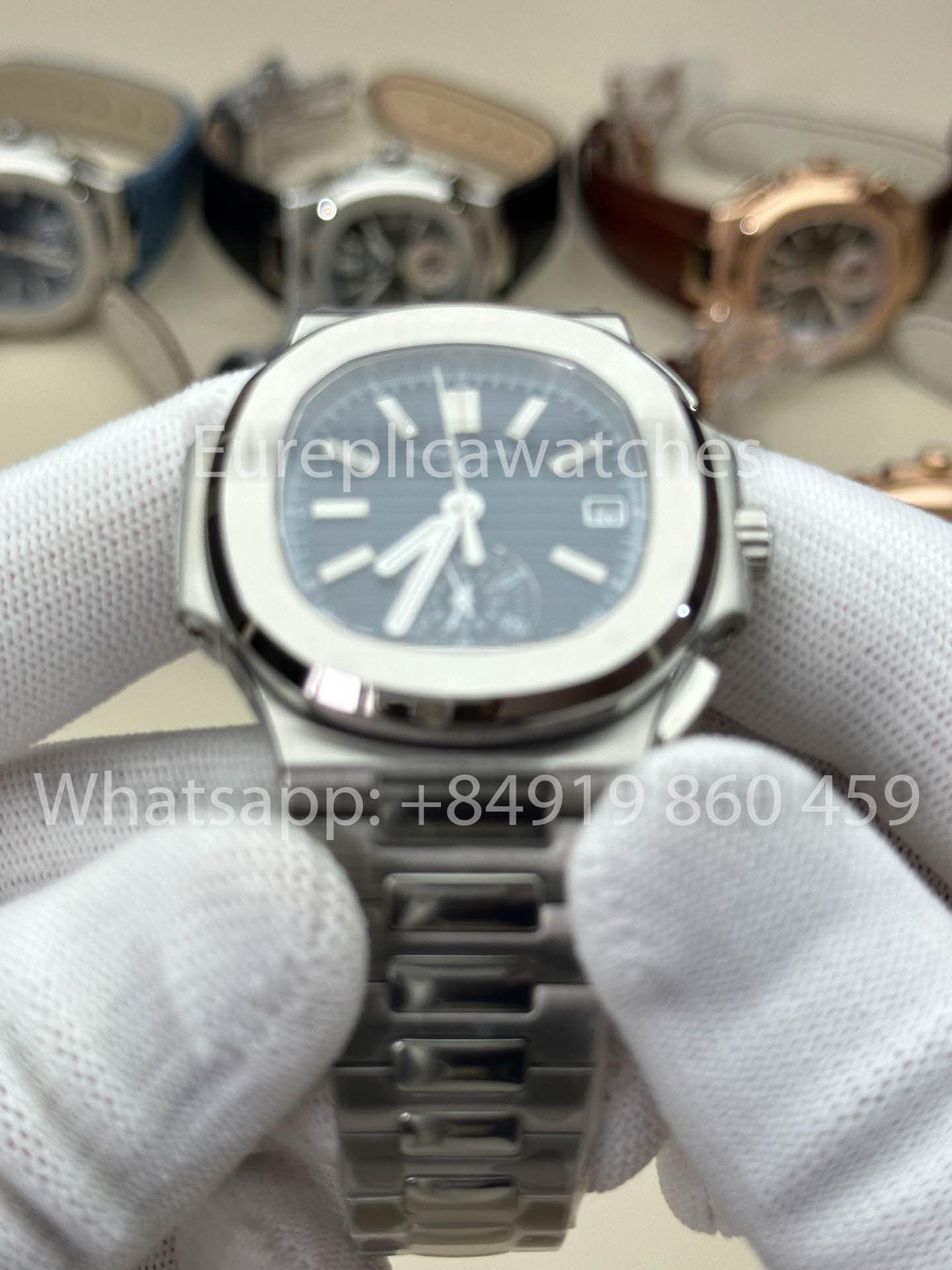 Patek Philippe Nautilus 5980/1G-001 versão melhor 1:1 3K Fabbrica V3 atualizado Edizione quadrante azul
