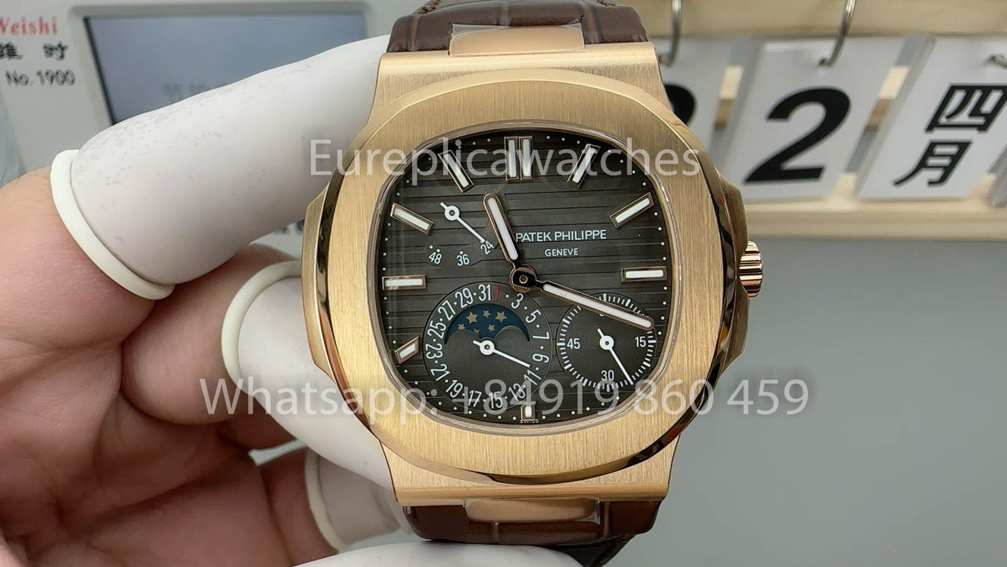 Patek Philippe Nautilus 5712/1R-001 versione migliore 1:1 PPF Fabbrica Brown Leather cinturino