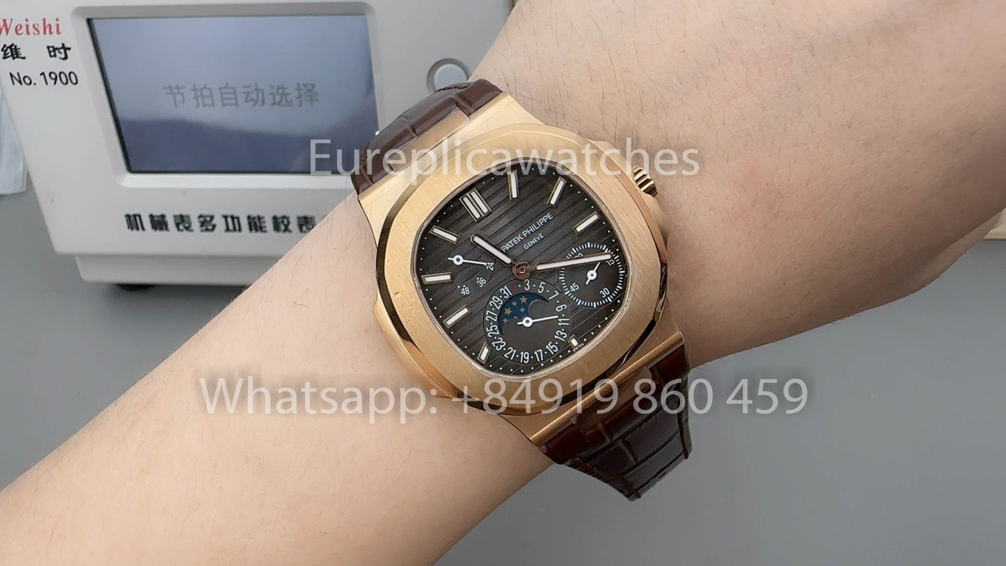 Patek Philippe Nautilus 5712/1R-001 versione migliore 1:1 PPF Fabbrica Brown Leather cinturino