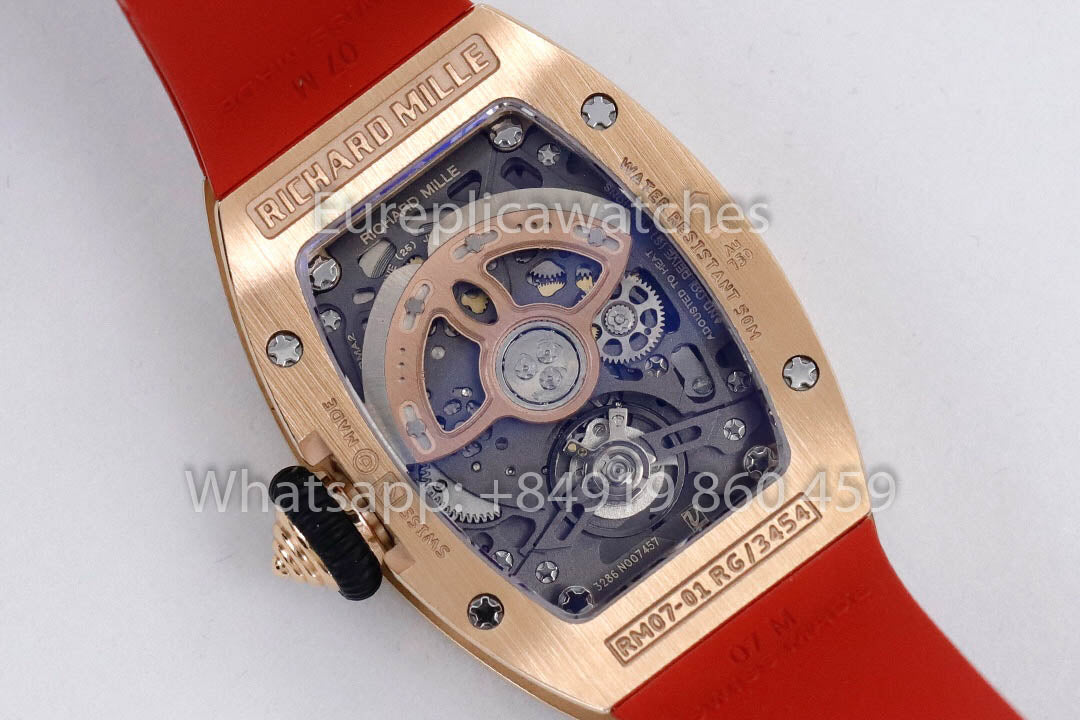 replica Richard Mille RM 07-01 Red cinturino Rose Gold 1:1 Super Clone ZF Fabbrica