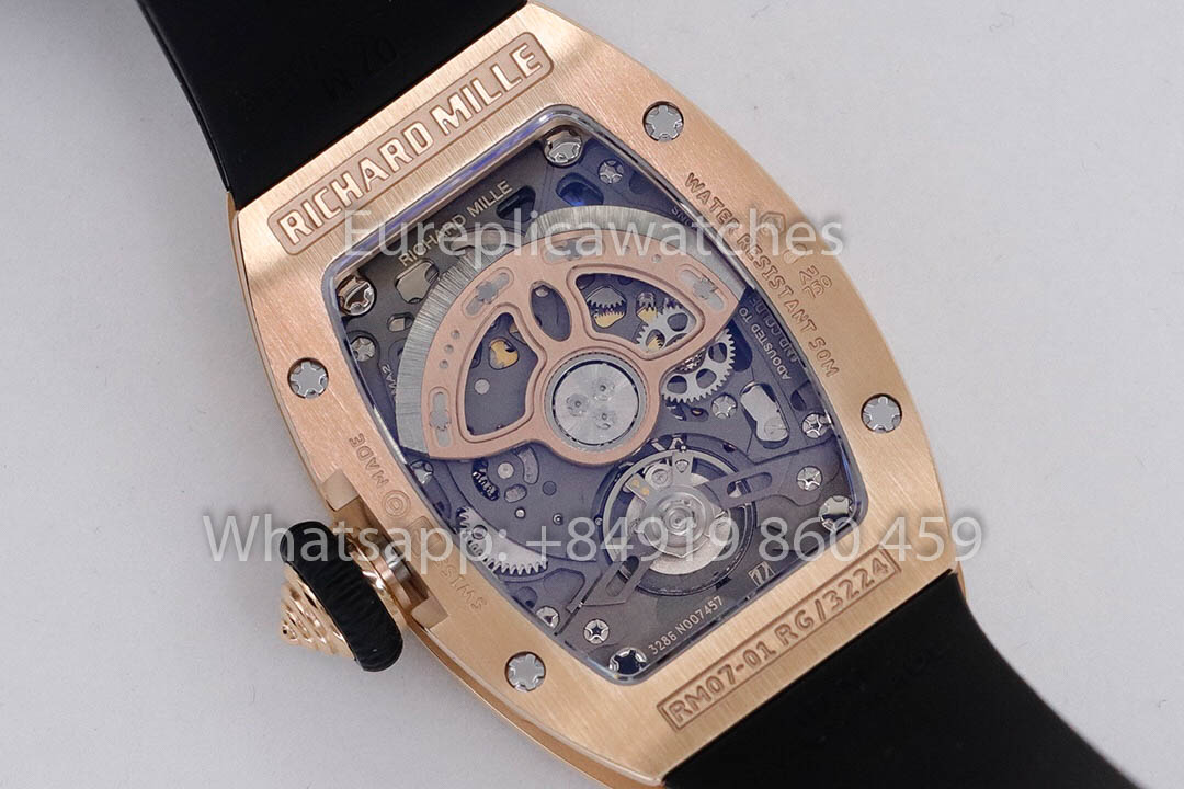 replica Richard Mille RM 07-01 Black cinturino Rose Gold 1:1 Super Clone ZF Fabbrica