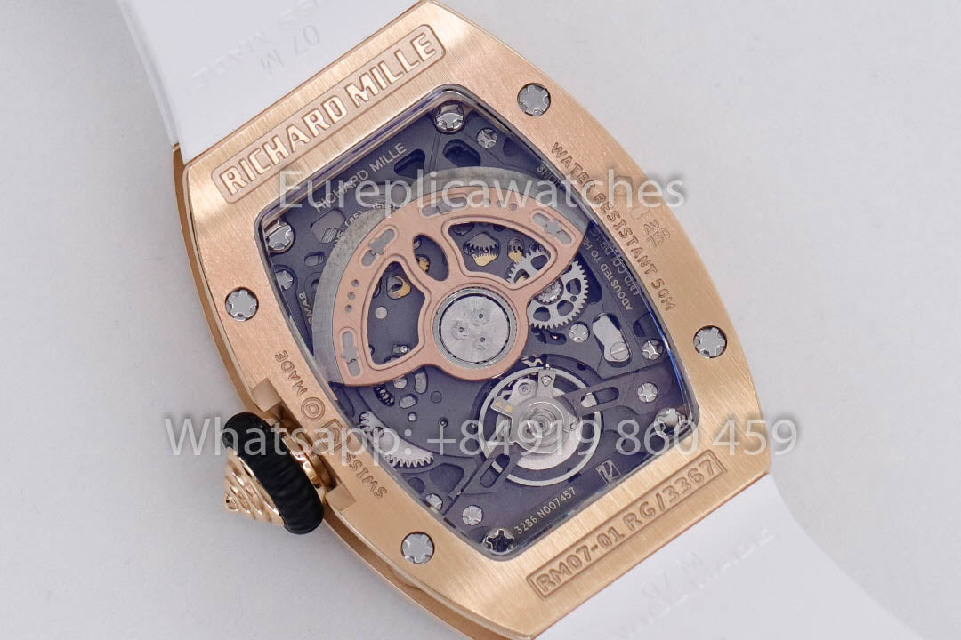 replica Richard Mille RM 07-01 White cinturino Rose Gold 1:1 Super Clone ZF Fabbrica
