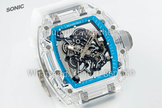 RICHARD MILLE RM055 AET REMOULD Transparent Blue cinturino versione migliore 1:1 Sonic Fabbrica