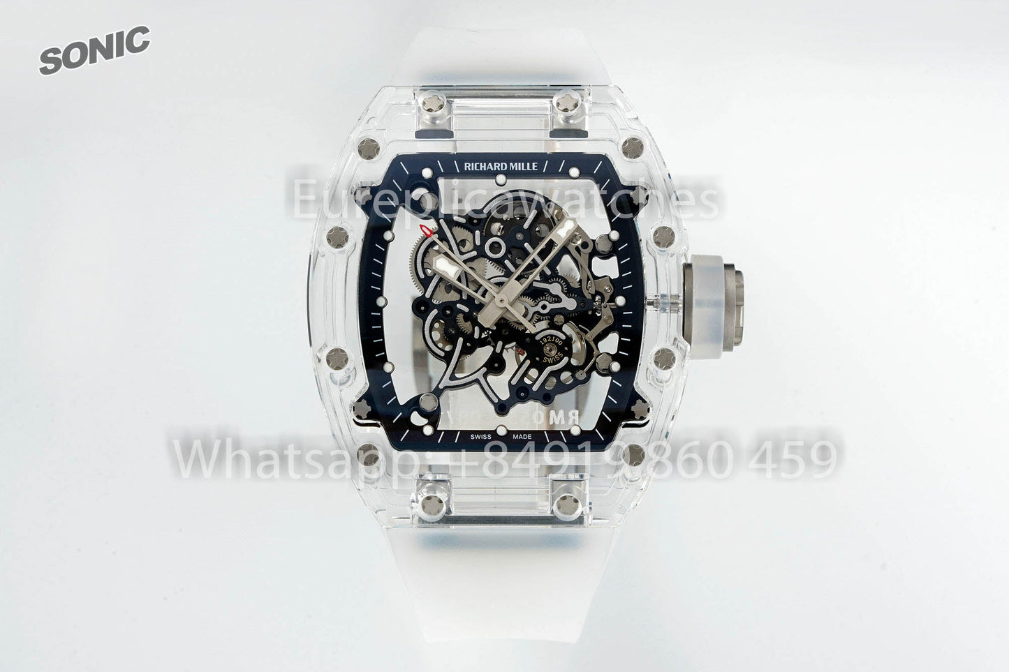RICHARD MILLE RM055 AET REMOULD Transparent Black cinturino versione migliore 1:1 Sonic Fabbrica