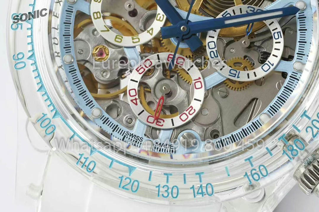 Rolex Ice Blue Skeleton Daytona versione migliore 1:1 Sonic Fabbrica Custom Edition