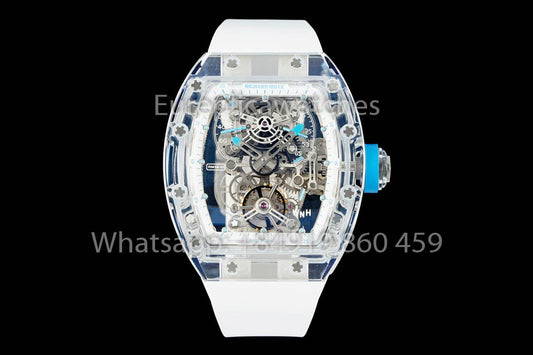 Richard Mille RM 56-01 Tourbillon versione migliore 1:1 Blue Crown White cinturino