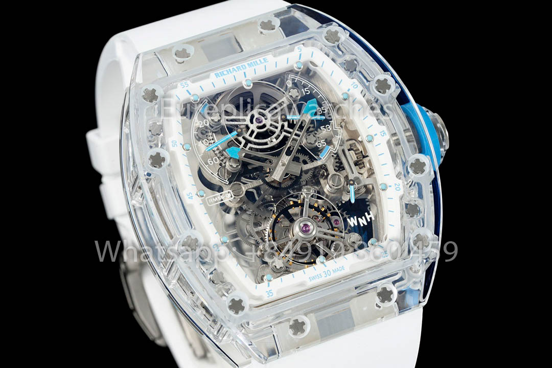 Richard Mille RM 56-01 Tourbillon versión mejorada 1:1 Blue Crown White cinturino