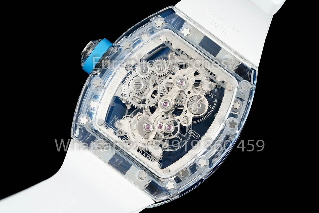 Richard Mille RM 56-01 Tourbillon versión mejorada 1:1 Blue Crown White cinturino