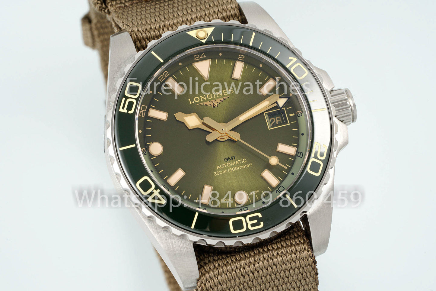 Longines HydroConquest GMT L3.790.4.06.2 cuadrante verde versión mejorada 1:1 AF Fabbrica