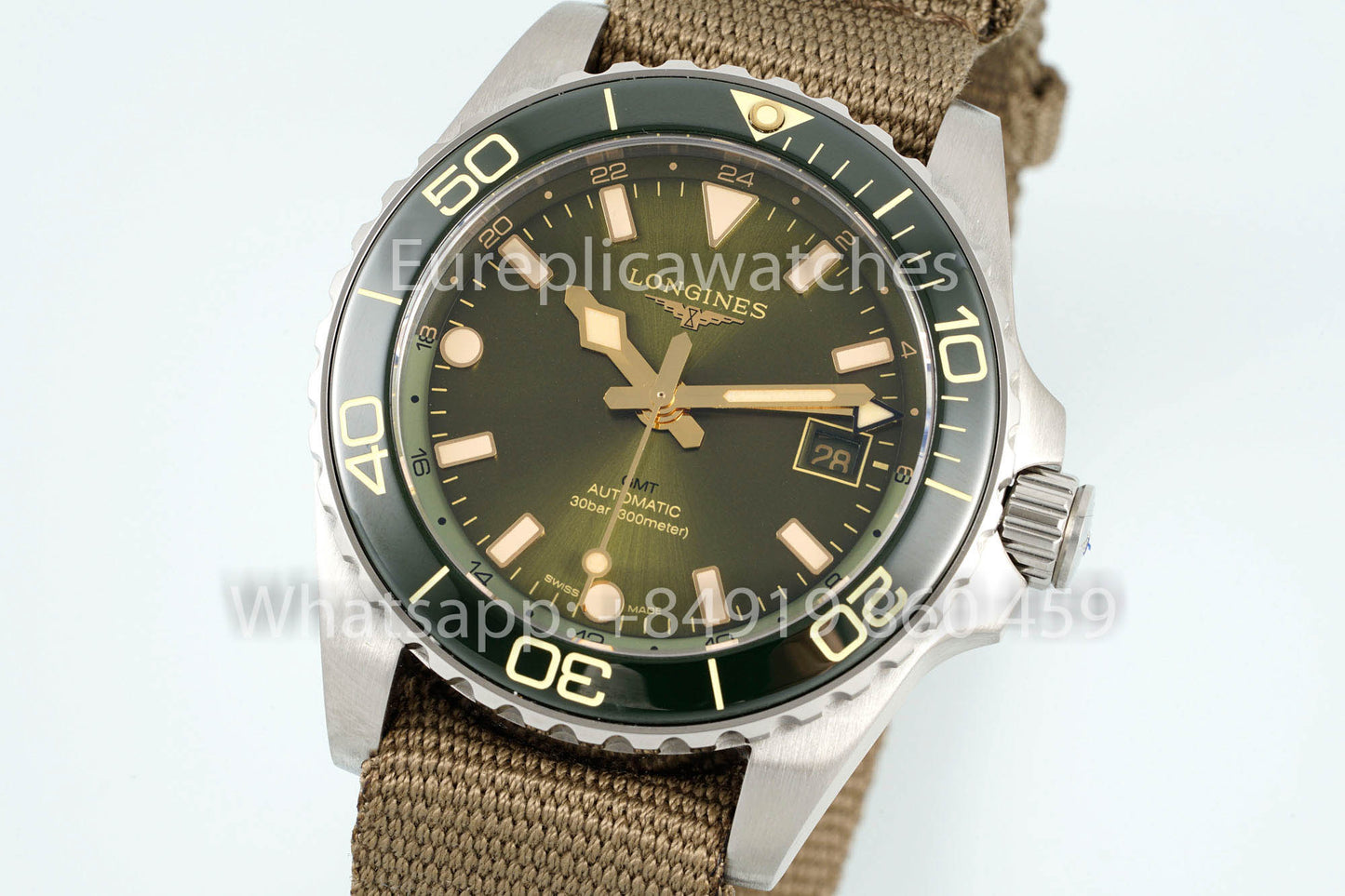 Longines HydroConquest GMT L3.790.4.06.2 cuadrante verde versión mejorada 1:1 AF Fabbrica