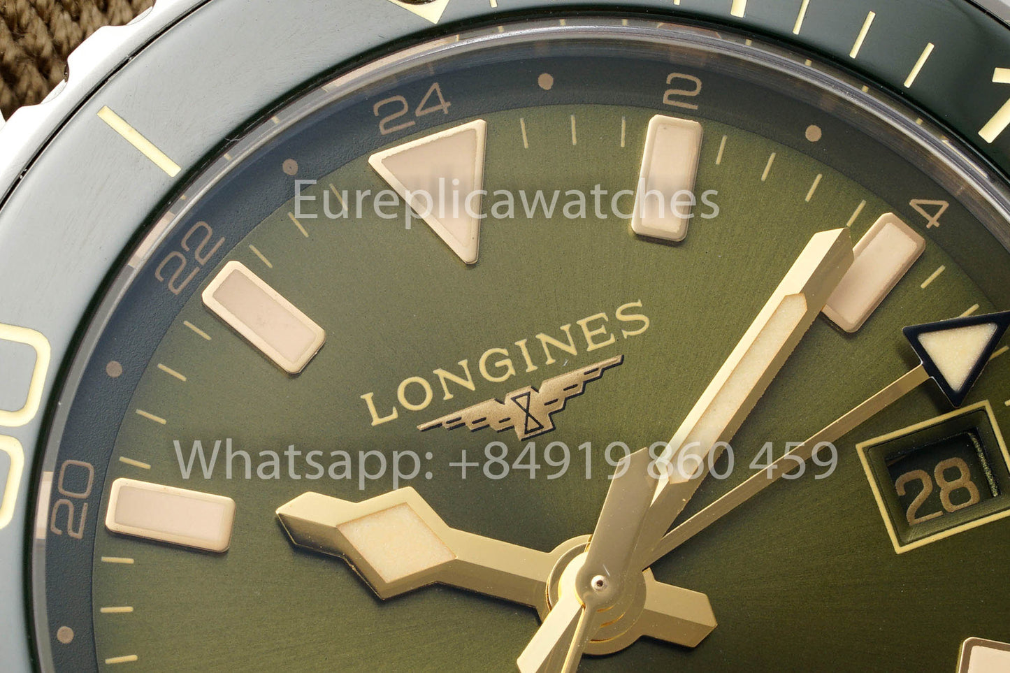 Longines HydroConquest GMT L3.790.4.06.2 cuadrante verde versión mejorada 1:1 AF Fabbrica