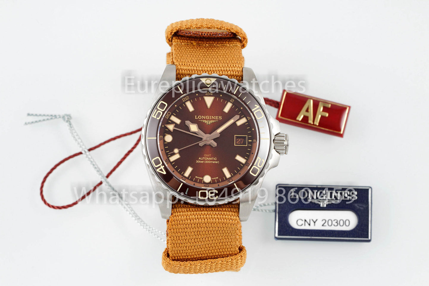 Longines HydroConquest GMT L3.790.4.66.2 Cinturón con velcro amarillo versión mejorada 1:1 AF Fabbrica