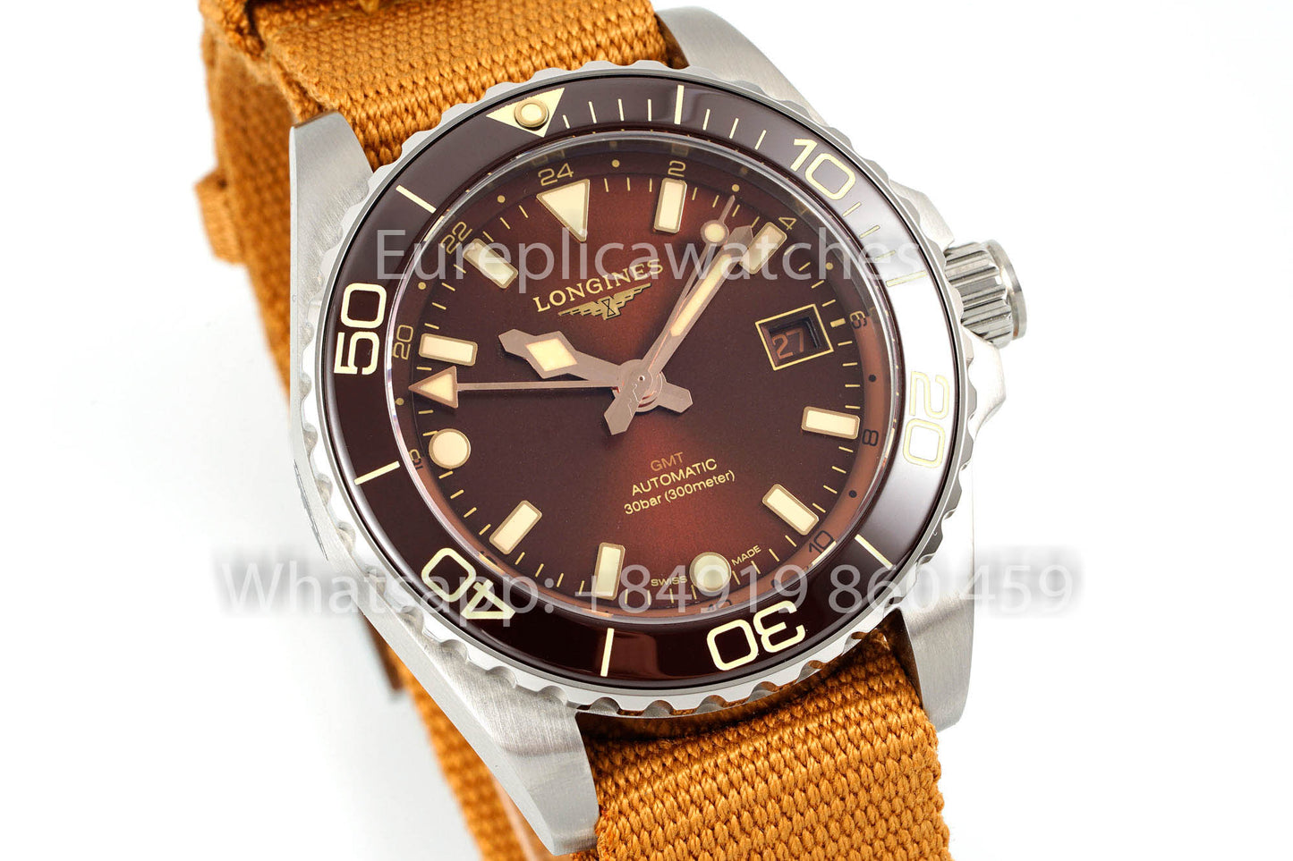 Longines HydroConquest GMT L3.790.4.66.2 Cinturón con velcro amarillo versión mejorada 1:1 AF Fabbrica