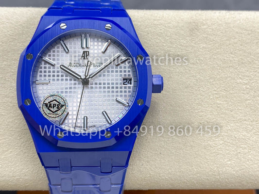 Audemars Piguet Royal Oak 15500ST quadrante bianco versione migliore 1:1 Blu ceramica Cassa APS Fabbrica