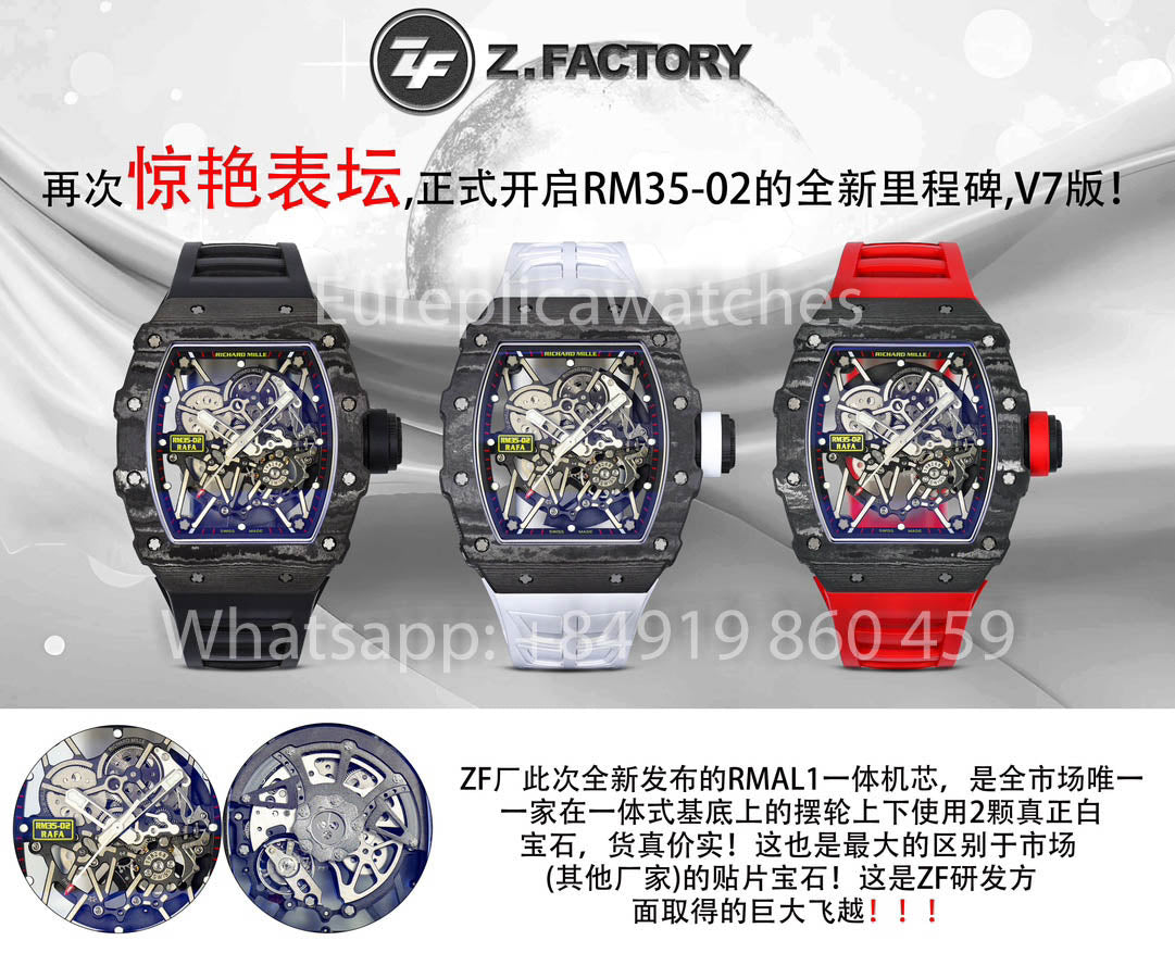 Richard Mille RM35-02 Rafael Nadal Carbon TPT versione migliore 1:1 ZF Fabbrica 2025 Version