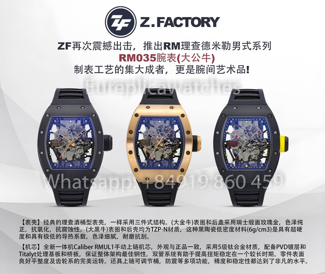 Richard Mille RM035 Americas Gold Toro versione migliore 1:1 ZF Fabbrica