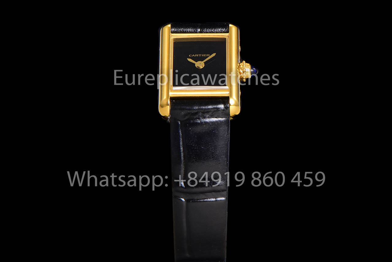 Cartier Tank TANK LOUIS CARTIER Mini  versione migliore 1:1 quadrante nero Yellow Oro