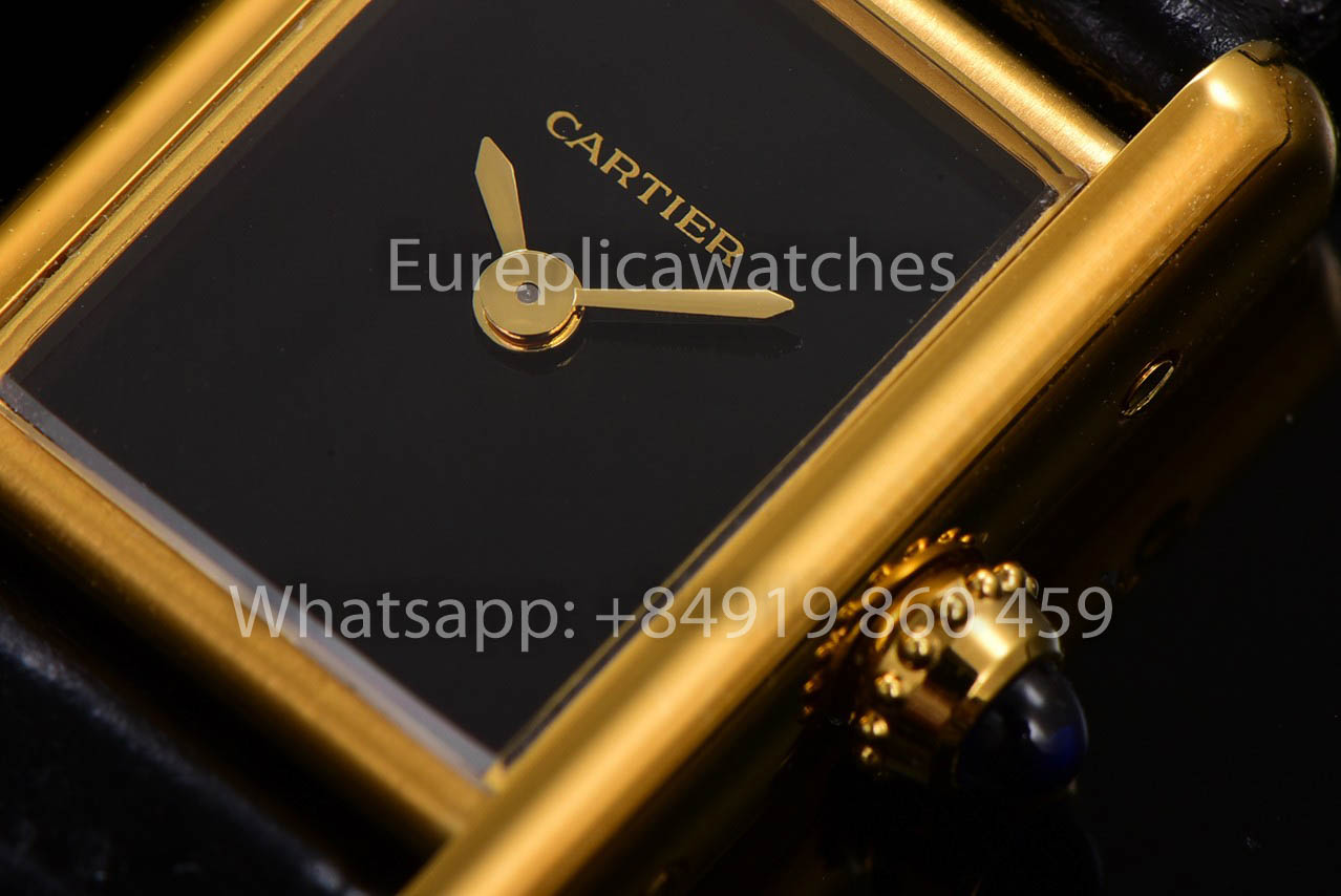 Cartier Tank TANK LOUIS CARTIER Mini  versione migliore 1:1 quadrante nero Yellow Oro