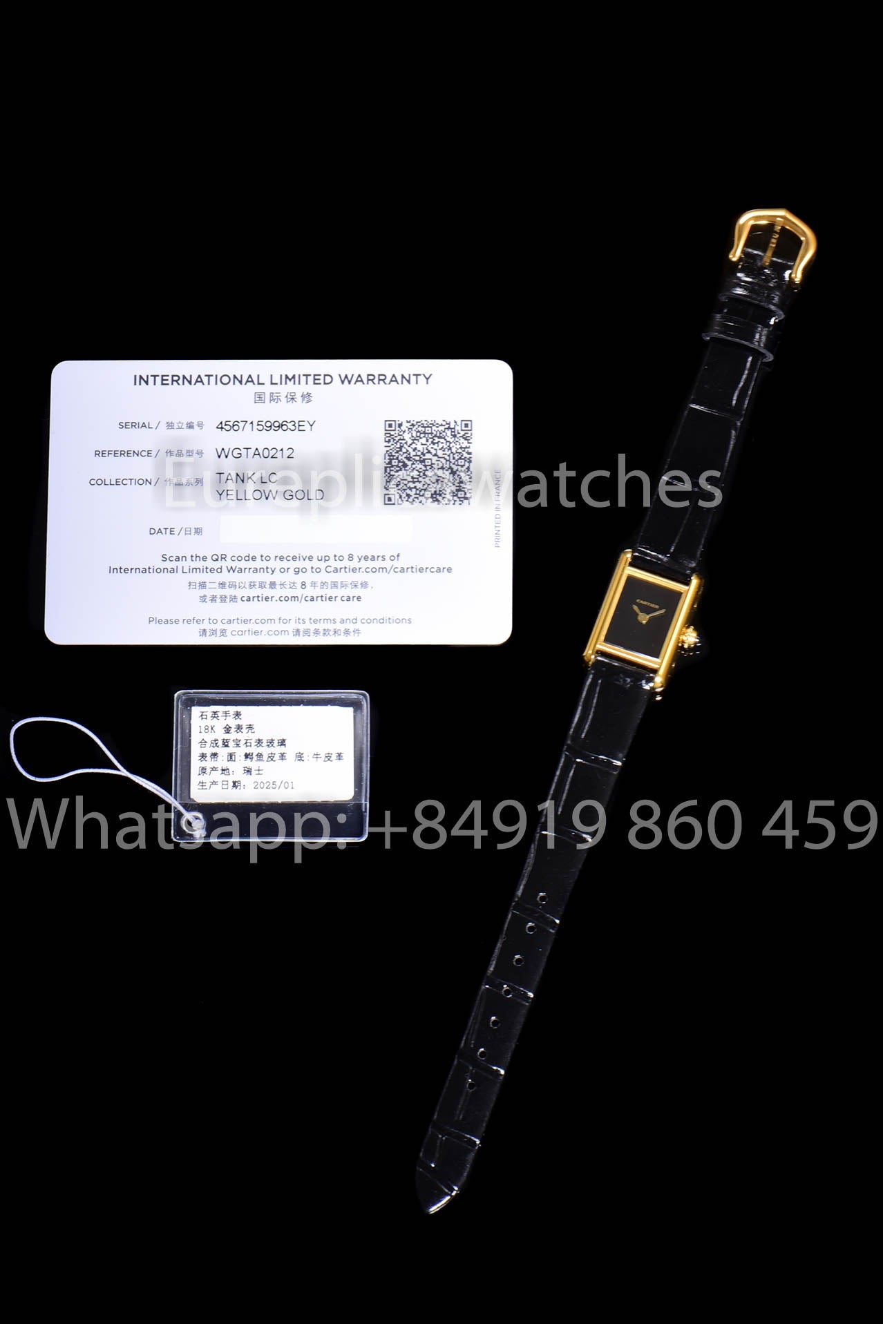 Cartier Tank TANK LOUIS CARTIER Mini  versione migliore 1:1 quadrante nero Yellow Oro