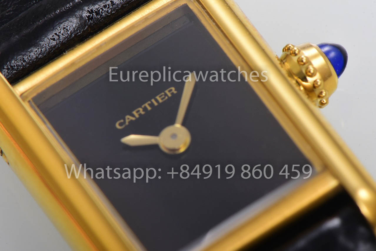 Cartier Tank TANK LOUIS CARTIER Mini  versione migliore 1:1 quadrante nero Yellow Oro