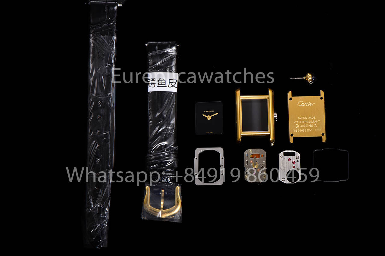 Cartier Tank TANK LOUIS CARTIER Mini  versione migliore 1:1 quadrante nero Yellow Oro