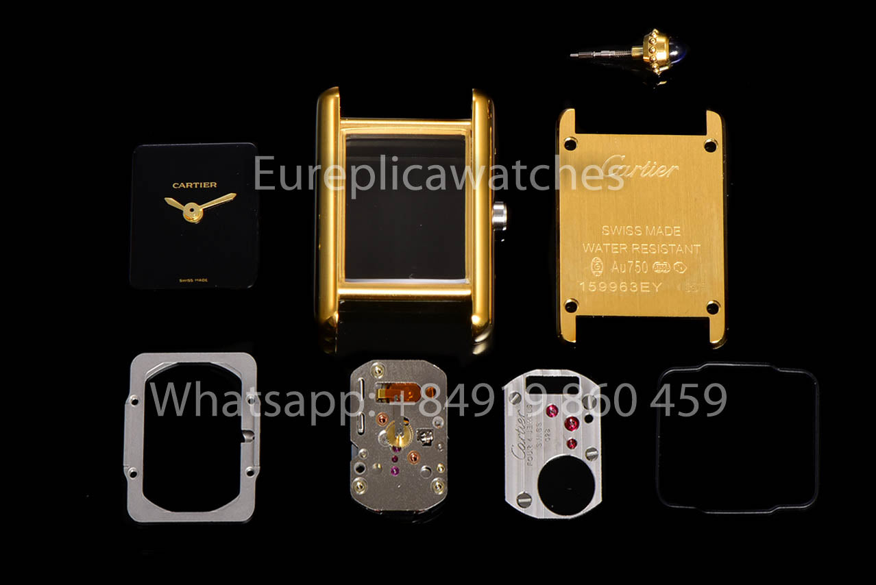 Cartier Tank TANK LOUIS CARTIER Mini  versione migliore 1:1 quadrante nero Yellow Oro