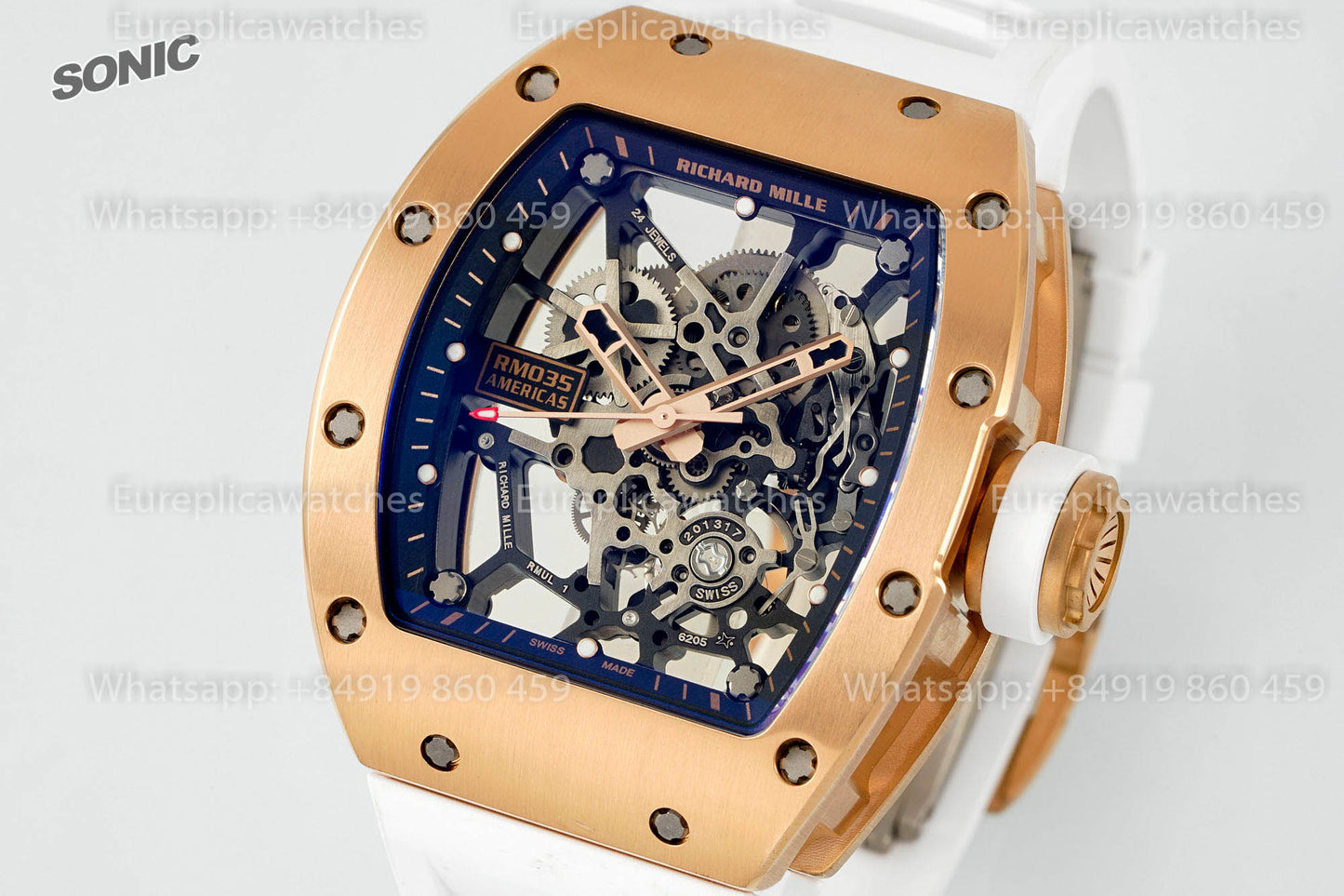 Richard Mille RM035 Americas Gold Toro versione migliore 1:1 Sonic Fabbrica V4 White cinturino