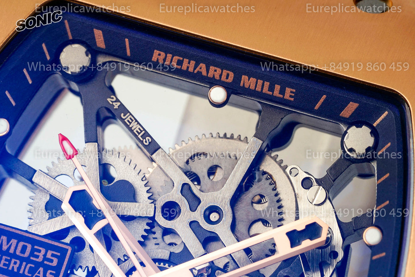 Richard Mille RM035 Americas Gold Toro versione migliore 1:1 Sonic Fabbrica V4 White cinturino