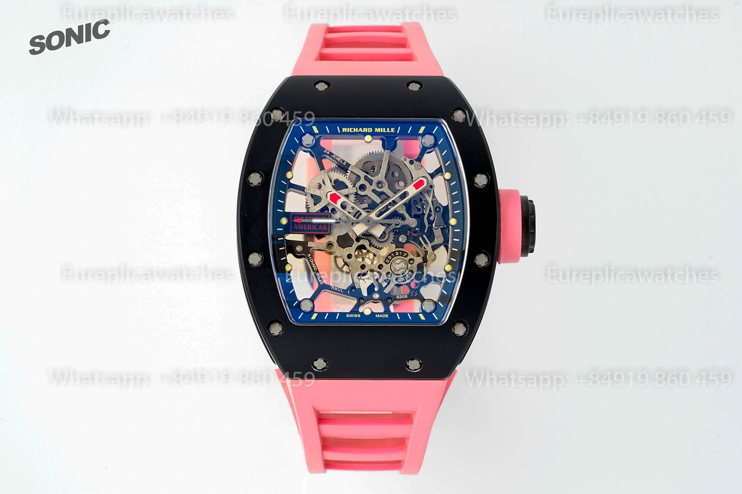 Richard Mille RM035 Americas Black Toro versione migliore 1:1 Sonic Fabbrica V4 Pink cinturino