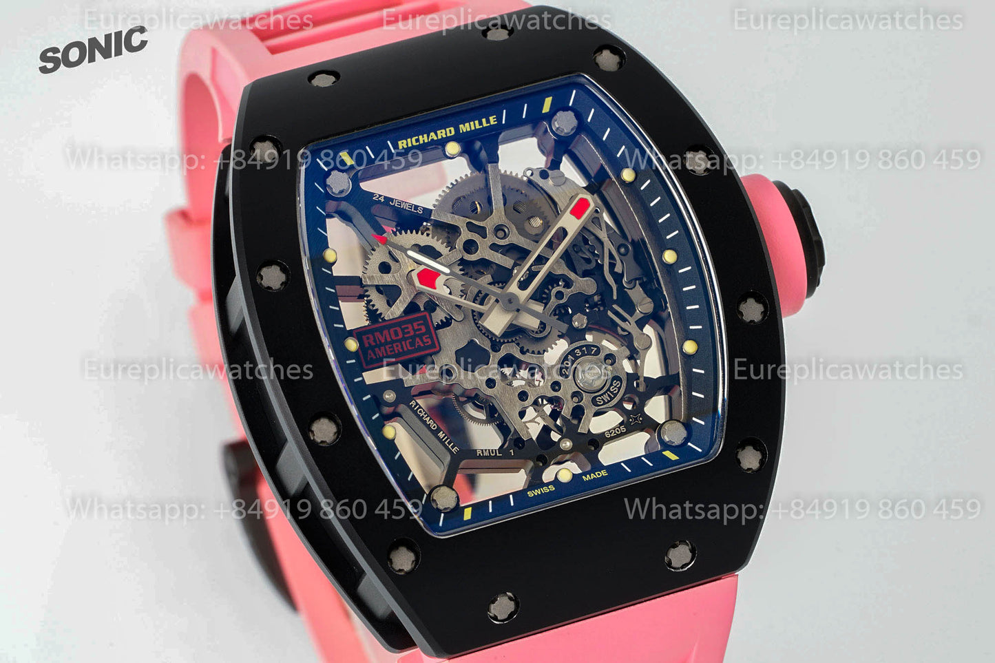 Richard Mille RM035 Americas Black Toro versione migliore 1:1 Sonic Fabbrica V4 Pink cinturino