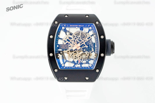 Richard Mille RM035 Americas Black Toro versione migliore 1:1 Sonic Fabbrica V4 White cinturino