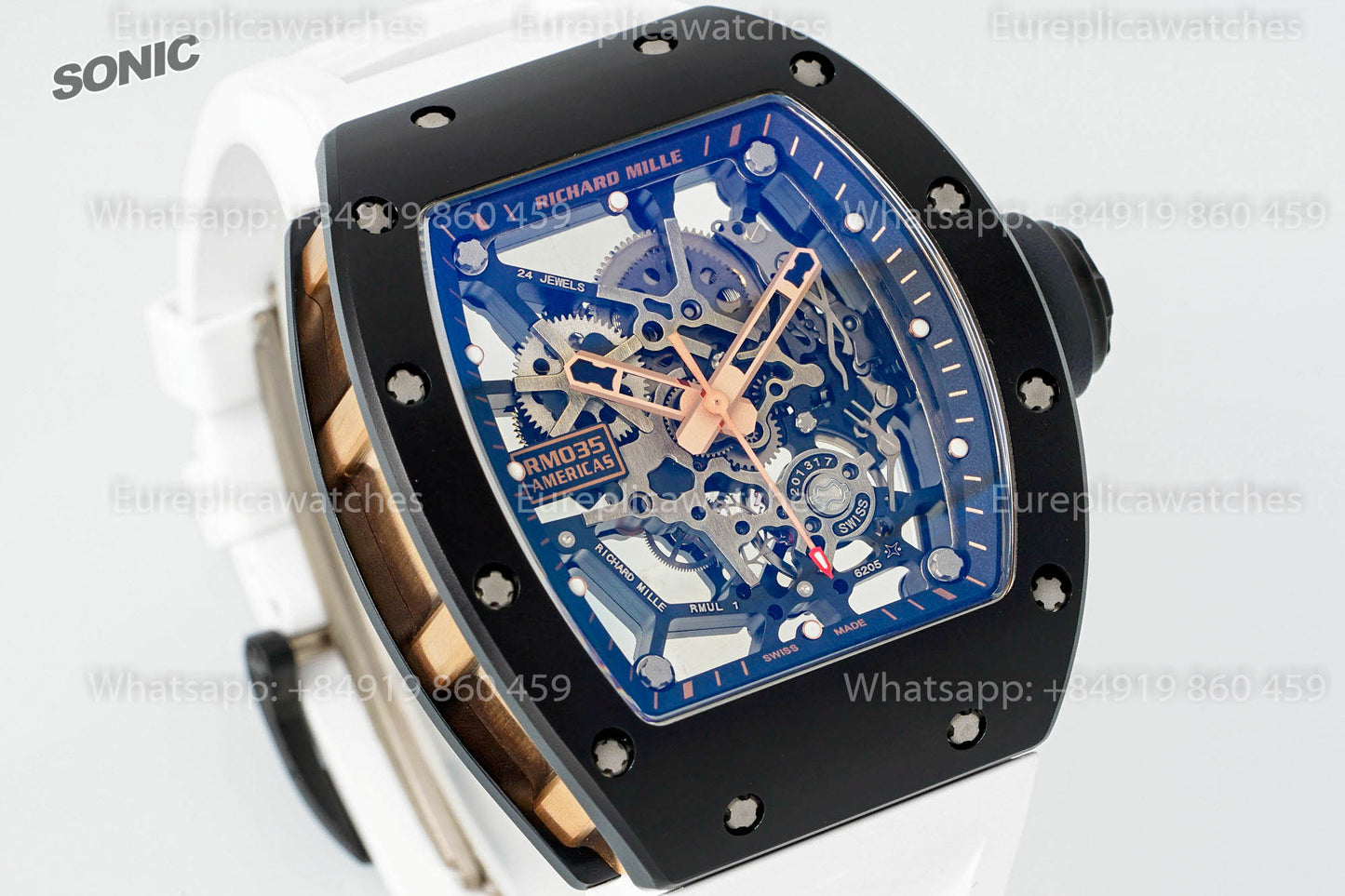 Richard Mille RM035 Americas Black Toro versione migliore 1:1 Sonic Fabbrica V4 White cinturino