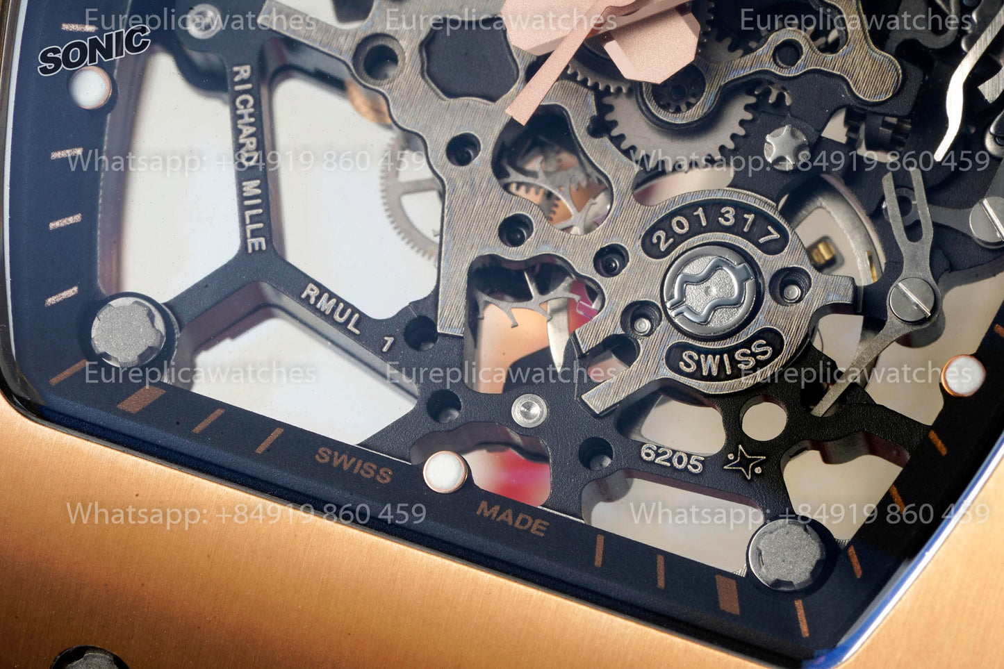 Richard Mille RM035 Rose Gold Toro versione migliore 1:1 Sonic Fabbrica V4 Red Rubber cinturino