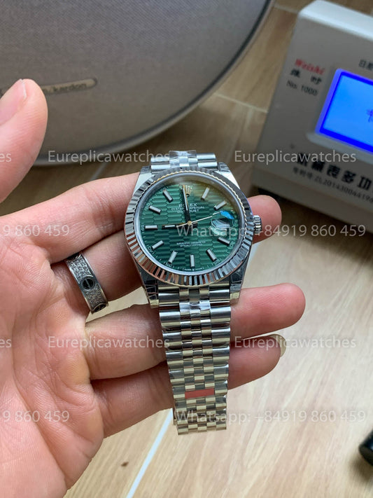 Rolex Datejust 41 M126334-0030 Verde Motif quadrante  Fluted lunetta versione migliore 1:1 VS Fabbrica