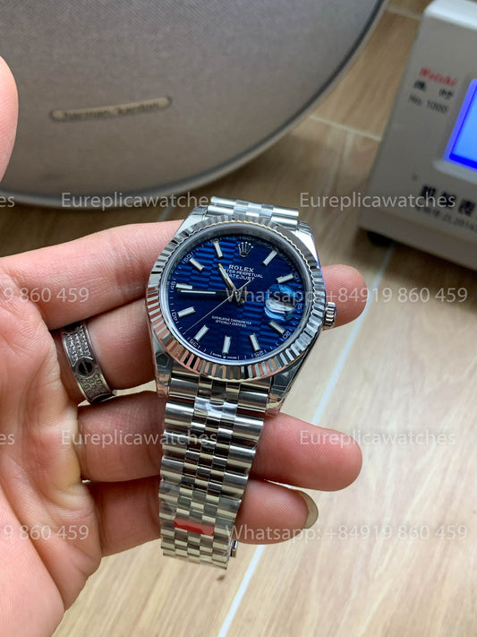 Rolex Datejust 41 M126334-0032 Blu Motif quadrante  Fluted lunetta versione migliore 1:1 VS Fabbrica