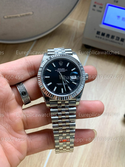 Rolex Datejust 41 M126334-0018 quadrante nero Fluted lunetta versione migliore 1:1 VS Fabbrica