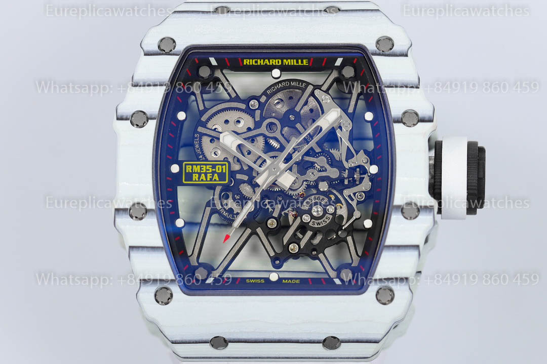 Richard Mille RM35-01 White Carbon versione migliore 1:1 White Rubber cinturino ZF Fabbrica