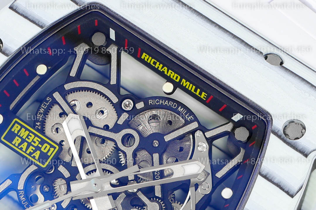 Richard Mille RM35-01 White Carbon versione migliore 1:1 White Rubber cinturino ZF Fabbrica