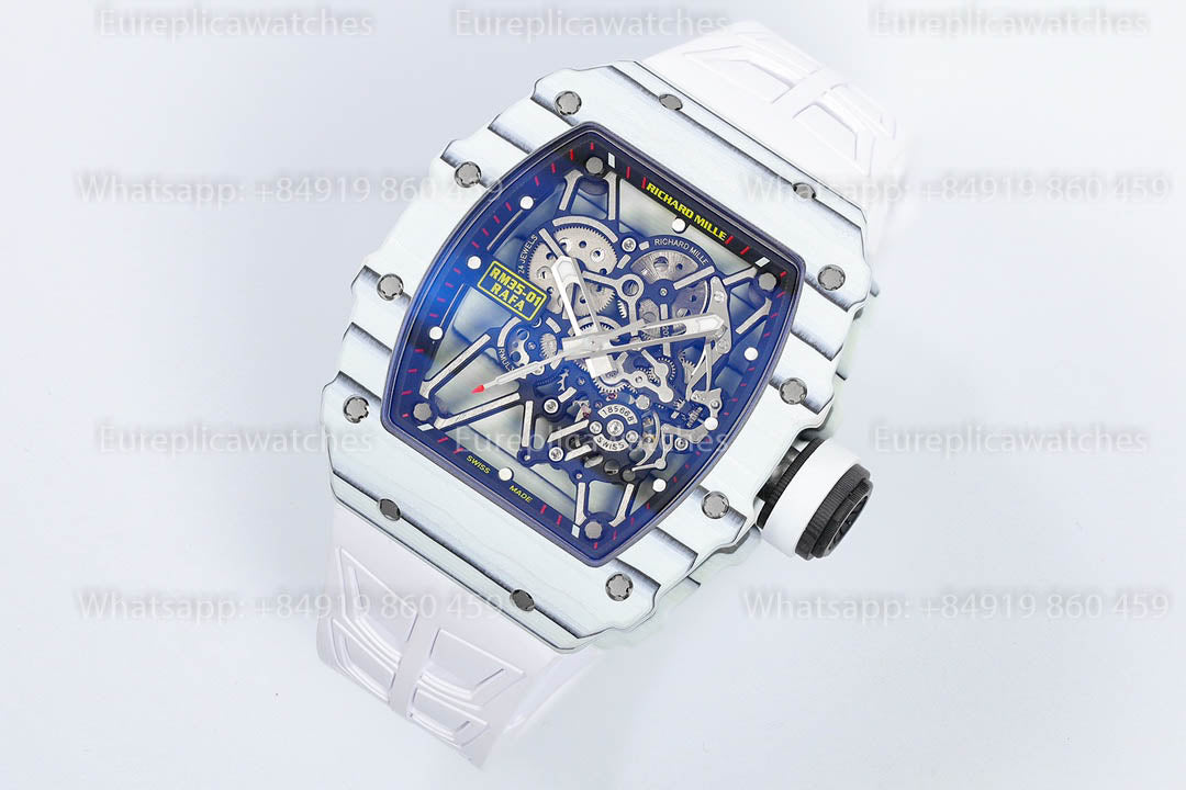 Richard Mille RM35-01 White Carbon versione migliore 1:1 White Rubber cinturino ZF Fabbrica