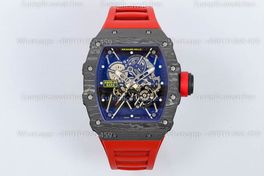Richard Mille RM35-01 Black Carbon versione migliore 1:1 Red Rubber cinturino ZF Fabbrica