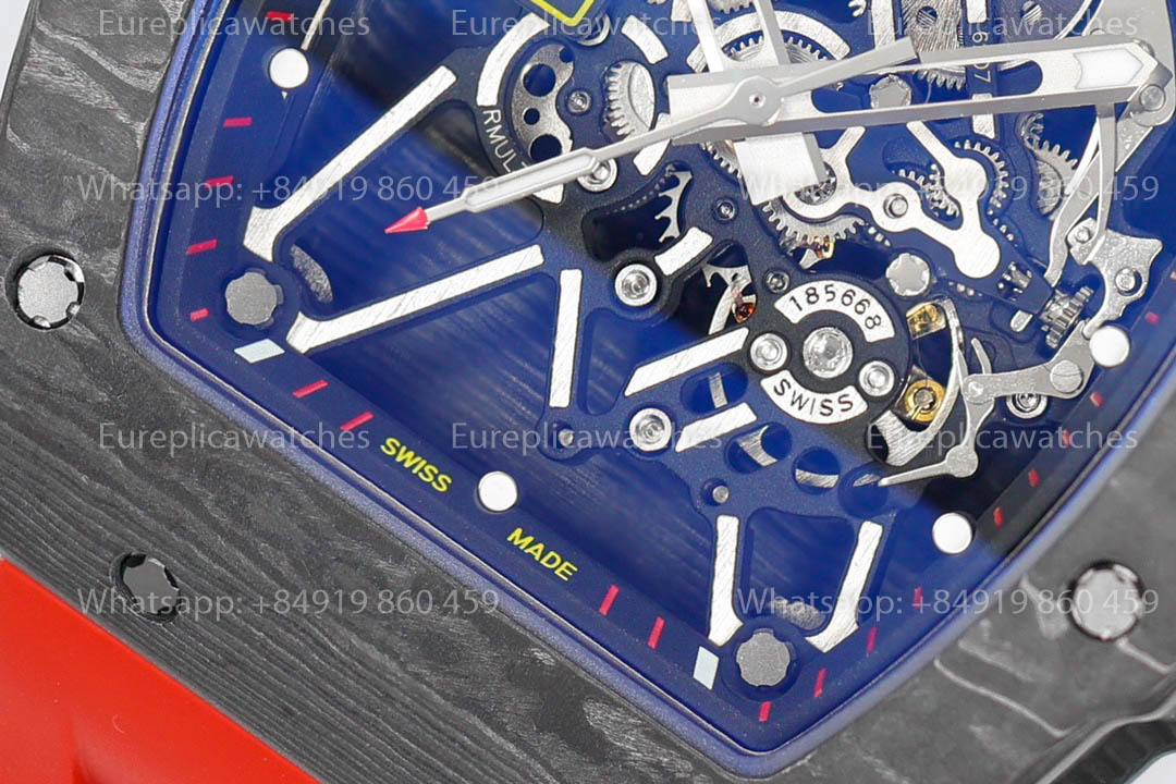 Richard Mille RM35-01 Black Carbon versione migliore 1:1 Red Rubber cinturino ZF Fabbrica