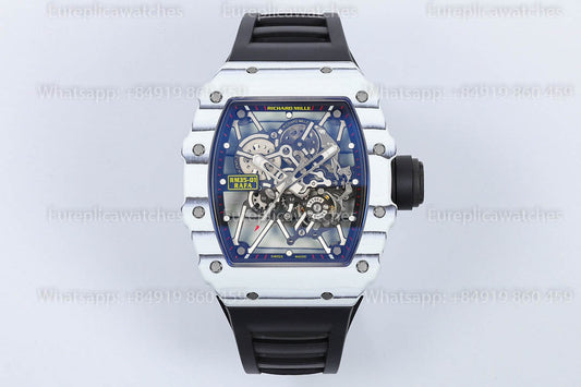 Richard Mille RM35-01 White Carbon versione migliore 1:1 Black Rubber cinturino ZF Fabbrica