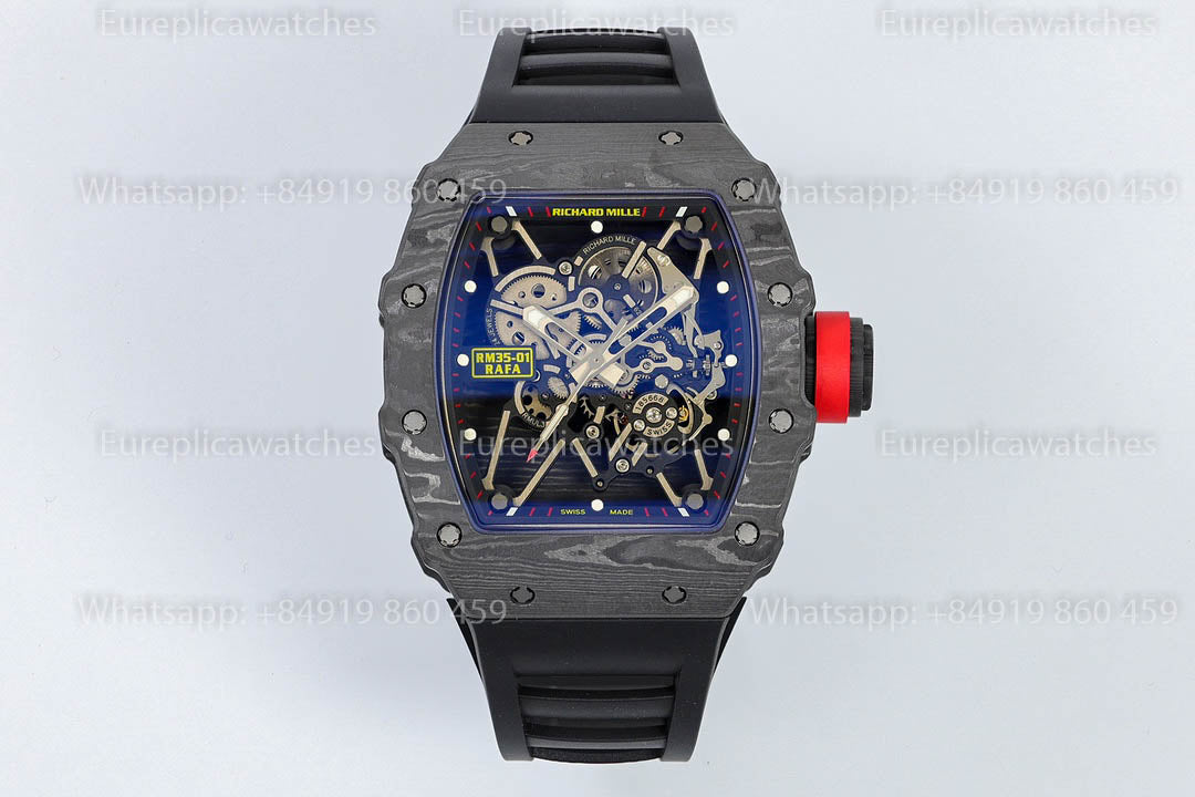 Richard Mille RM35-01 Black Carbon versione migliore 1:1 Black Rubber cinturino ZF Fabbrica