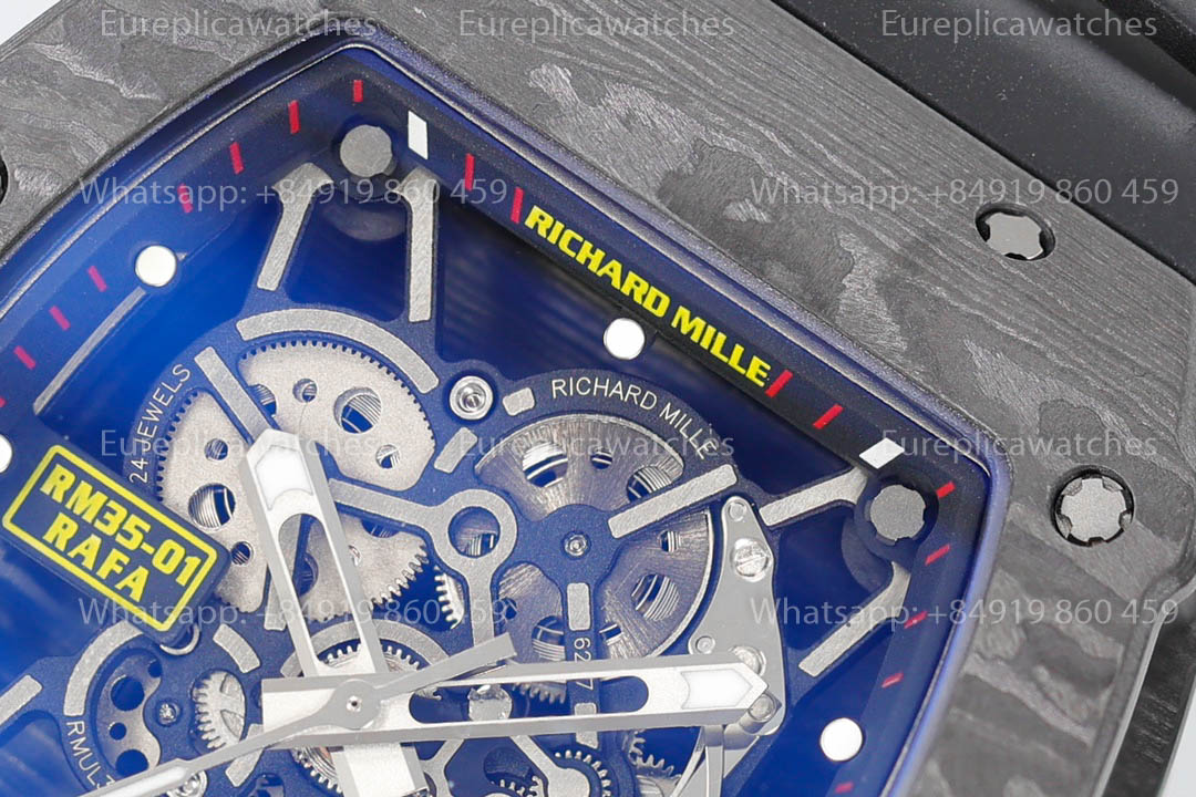 Richard Mille RM35-01 Black Carbon versione migliore 1:1 Black Rubber cinturino ZF Fabbrica