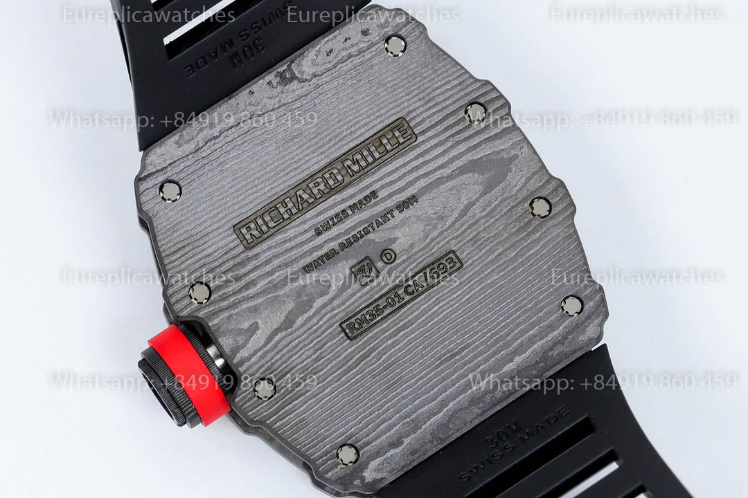 Richard Mille RM35-01 Black Carbon versione migliore 1:1 Black Rubber cinturino ZF Fabbrica