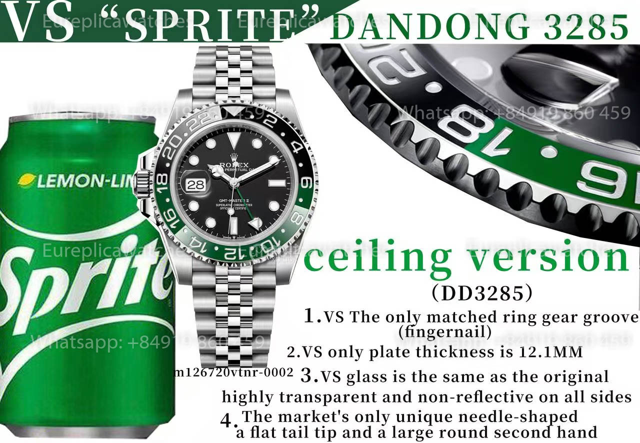 Rolex GMT‑Master II M126720vtnr-0002 “Sprite lunetta” Edición mejorada 1:1 VS Fabbrica